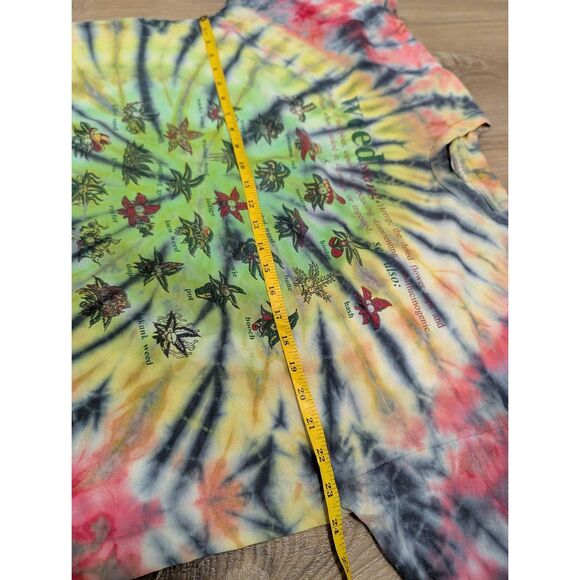 Vintage Hanes Heavyweight Tie Dye Weed Slang T-Shirt XL Rasta Spiral Cannabis - Picture 12 of 13